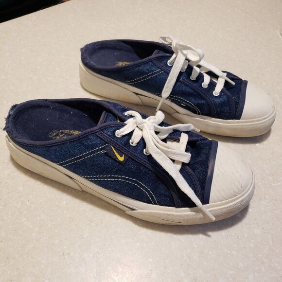 Nike Vintage 90s Y2K 9 Denim Slides Slip On Shoes Platform Women's Havoc Mules - Picture 1 of 9